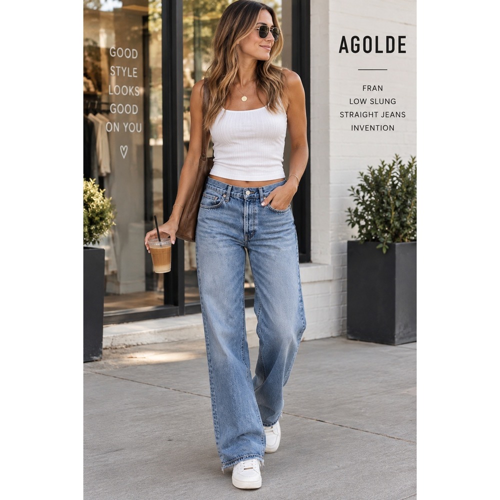 AGOLDE Fran Low Slung Straight Jeans Size 26 Invention Raw Hem